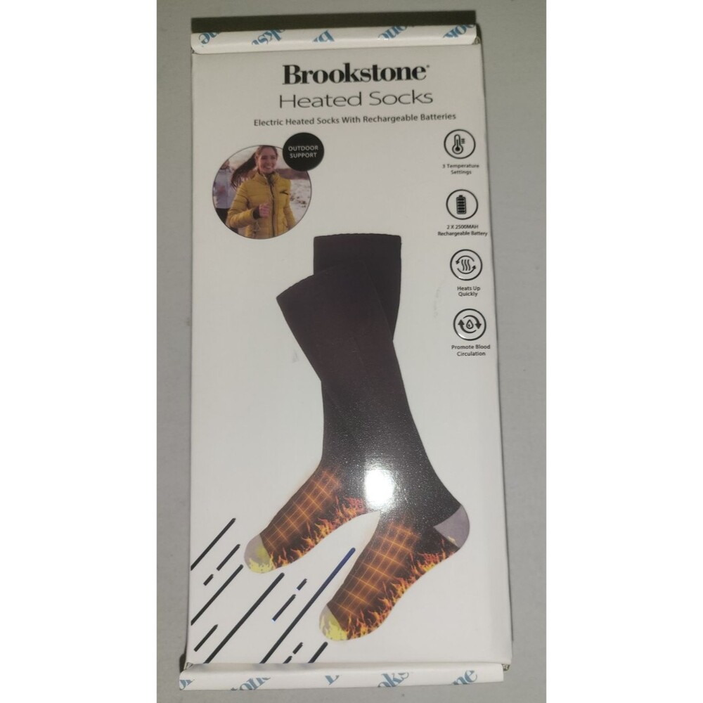 Heated Socks Unisex Rechargeable Brookstone NIB USA Seller